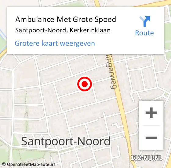 Locatie op kaart van de 112 melding: Ambulance Met Grote Spoed Naar Santpoort-Noord, Kerkerinklaan op 13 mei 2023 10:36