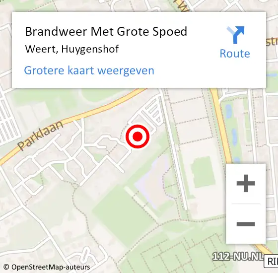 Locatie op kaart van de 112 melding: Brandweer Met Grote Spoed Naar Weert, Huygenshof op 13 mei 2023 10:47