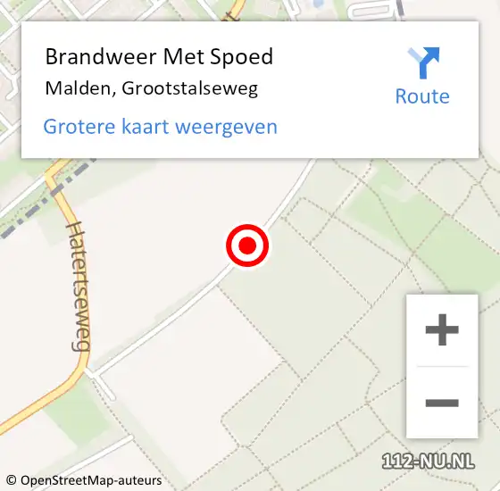 Locatie op kaart van de 112 melding: Brandweer Met Spoed Naar Malden, Grootstalseweg op 12 oktober 2013 16:00