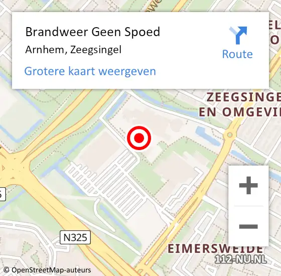 Locatie op kaart van de 112 melding: Brandweer Geen Spoed Naar Arnhem, Zeegsingel op 13 mei 2023 11:51