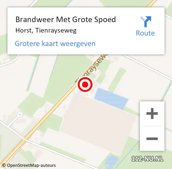 Locatie op kaart van de 112 melding: Brandweer Met Grote Spoed Naar Horst, Tienrayseweg op 13 mei 2023 11:54