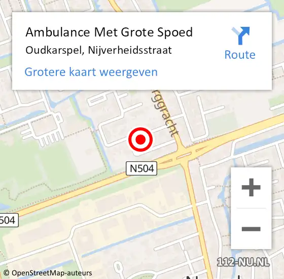 Locatie op kaart van de 112 melding: Ambulance Met Grote Spoed Naar Oudkarspel, Nijverheidsstraat op 13 mei 2023 12:09