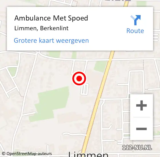 Locatie op kaart van de 112 melding: Ambulance Met Spoed Naar Limmen, Berkenlint op 13 mei 2023 12:28