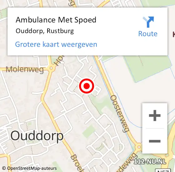 Locatie op kaart van de 112 melding: Ambulance Met Spoed Naar Ouddorp, Rustburg op 13 mei 2023 12:29