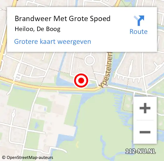 Locatie op kaart van de 112 melding: Brandweer Met Grote Spoed Naar Heiloo, De Boog op 25 augustus 2014 11:46