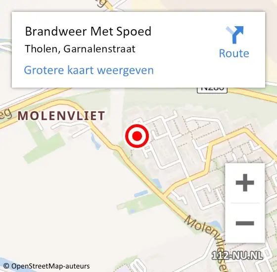 Locatie op kaart van de 112 melding: Brandweer Met Spoed Naar Tholen, Garnalenstraat op 13 mei 2023 12:42