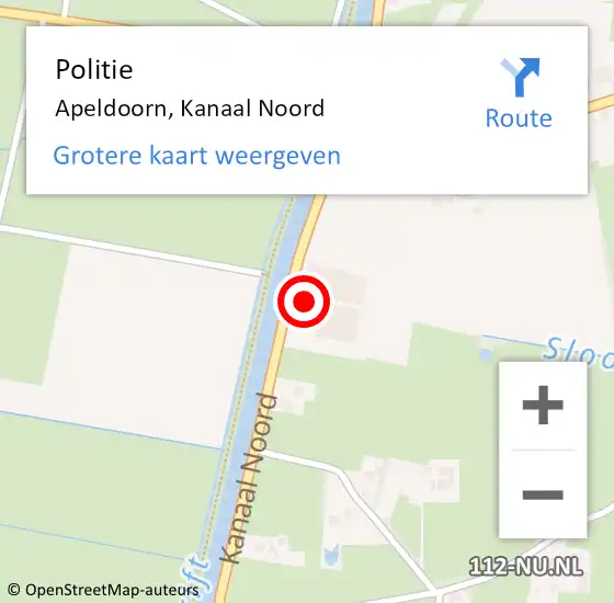 Locatie op kaart van de 112 melding: Politie Apeldoorn, Kanaal Noord op 13 mei 2023 12:48