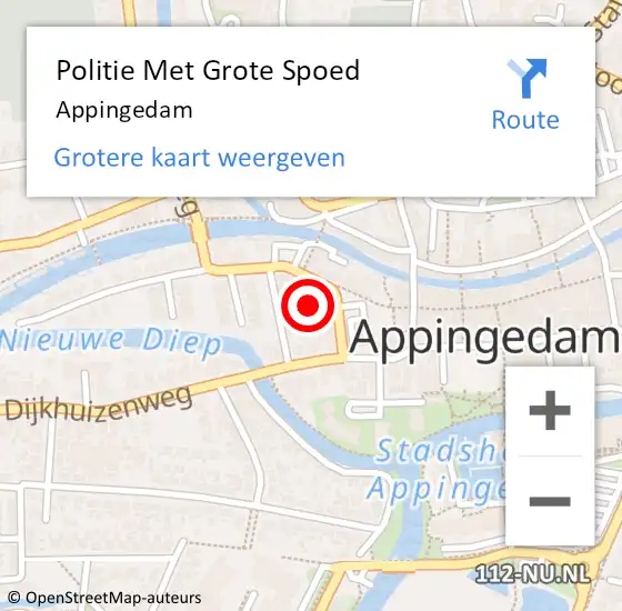 Locatie op kaart van de 112 melding: Politie Met Grote Spoed Naar Appingedam op 13 mei 2023 12:55