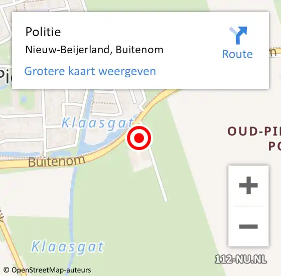 Locatie op kaart van de 112 melding: Politie Nieuw-Beijerland, Buitenom op 13 mei 2023 13:18