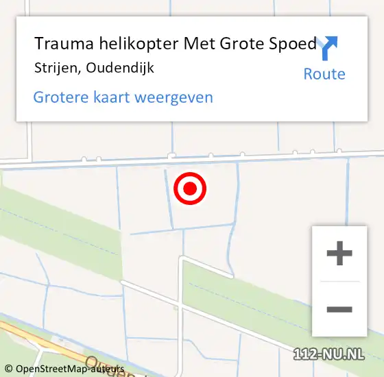 Locatie op kaart van de 112 melding: Trauma helikopter Met Grote Spoed Naar Strijen, Oudendijk op 13 mei 2023 13:27