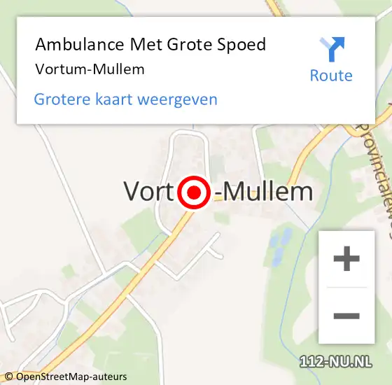 Locatie op kaart van de 112 melding: Ambulance Met Grote Spoed Naar Vortum-Mullem op 13 mei 2023 13:44