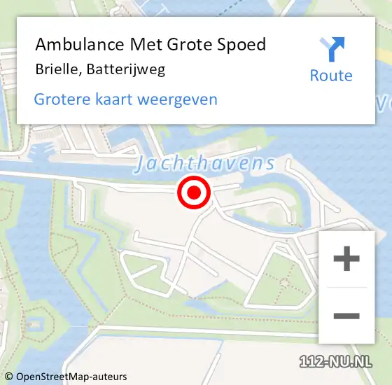 Locatie op kaart van de 112 melding: Ambulance Met Grote Spoed Naar Brielle, Batterijweg op 13 mei 2023 13:46