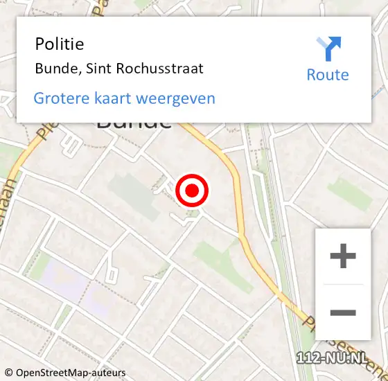 Locatie op kaart van de 112 melding: Politie Bunde, Sint Rochusstraat op 13 mei 2023 13:47