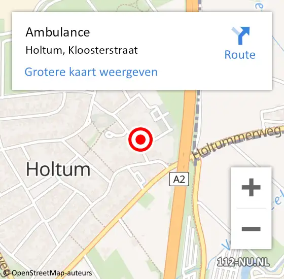 Locatie op kaart van de 112 melding: Ambulance Holtum, Kloosterstraat op 25 augustus 2014 11:53