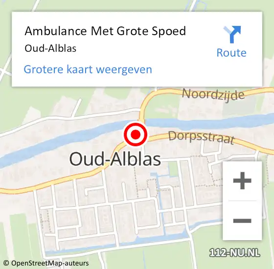 Locatie op kaart van de 112 melding: Ambulance Met Grote Spoed Naar Oud-Alblas op 13 mei 2023 14:08