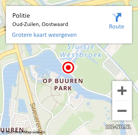 Locatie op kaart van de 112 melding: Politie Oud-Zuilen, Oostwaard op 13 mei 2023 14:32