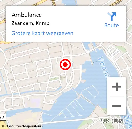 Locatie op kaart van de 112 melding: Ambulance Zaandam, Krimp op 13 mei 2023 14:41