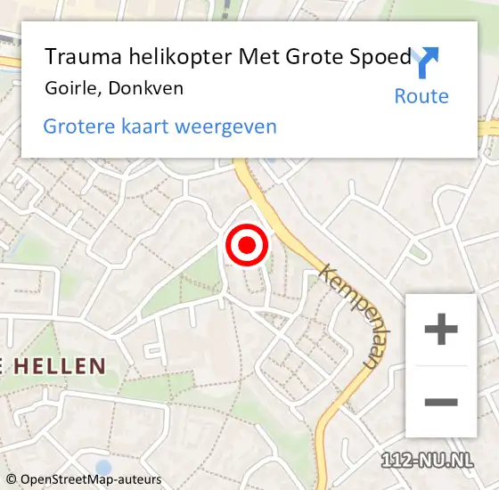 Locatie op kaart van de 112 melding: Trauma helikopter Met Grote Spoed Naar Goirle, Donkven op 13 mei 2023 14:46