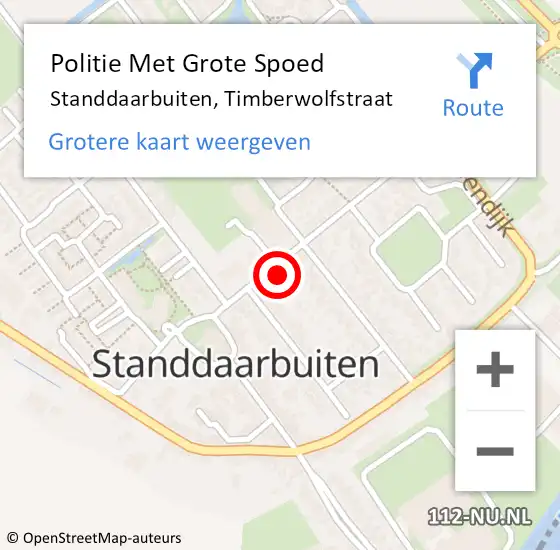 Locatie op kaart van de 112 melding: Politie Met Grote Spoed Naar Standdaarbuiten, Timberwolfstraat op 13 mei 2023 15:00