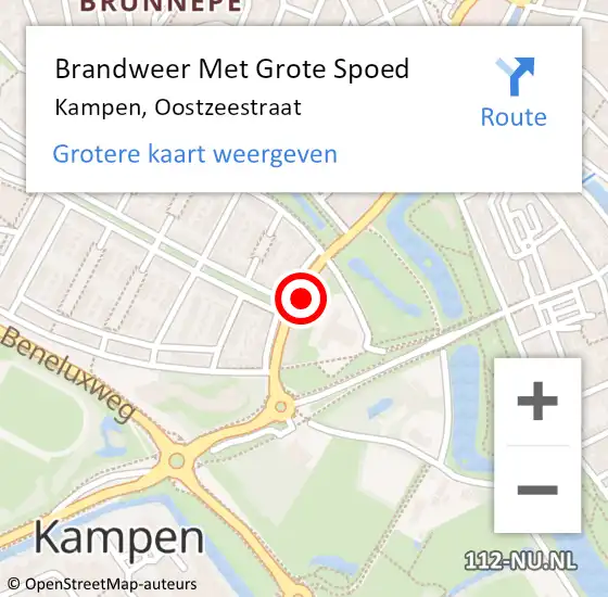 Locatie op kaart van de 112 melding: Brandweer Met Grote Spoed Naar Kampen, Oostzeestraat op 13 mei 2023 15:01