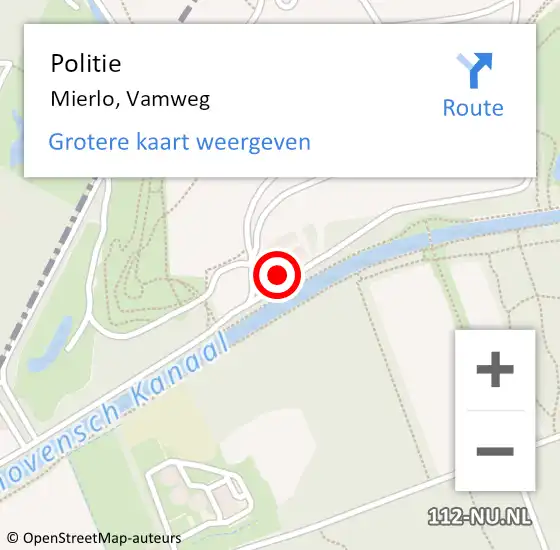 Locatie op kaart van de 112 melding: Politie Mierlo, Vamweg op 13 mei 2023 15:28