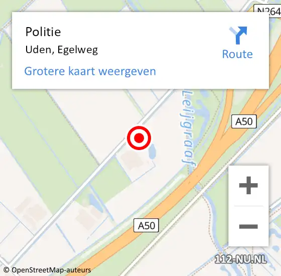 Locatie op kaart van de 112 melding: Politie Uden, Egelweg op 13 mei 2023 16:08