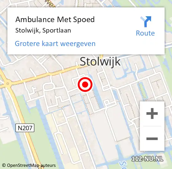 Locatie op kaart van de 112 melding: Ambulance Met Spoed Naar Stolwijk, Sportlaan op 13 mei 2023 16:09