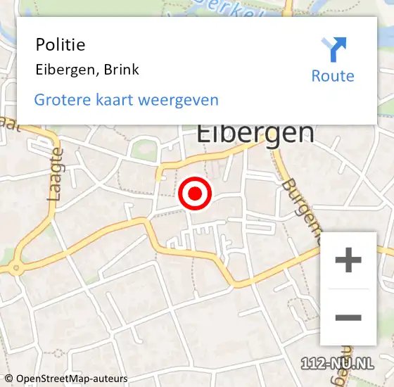 Locatie op kaart van de 112 melding: Politie Eibergen, Brink op 13 mei 2023 16:11