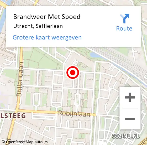 Locatie op kaart van de 112 melding: Brandweer Met Spoed Naar Utrecht, Saffierlaan op 13 mei 2023 16:16