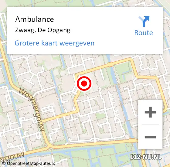 Locatie op kaart van de 112 melding: Ambulance Zwaag, De Opgang op 13 mei 2023 16:31