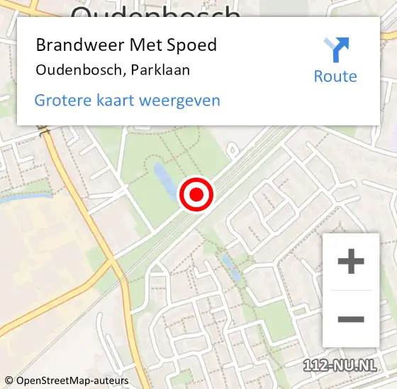 Locatie op kaart van de 112 melding: Brandweer Met Spoed Naar Oudenbosch, Parklaan op 25 augustus 2014 12:08