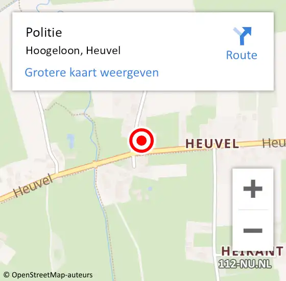 Locatie op kaart van de 112 melding: Politie Hoogeloon, Heuvel op 13 mei 2023 16:48