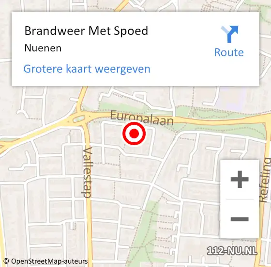 Locatie op kaart van de 112 melding: Brandweer Met Spoed Naar Nuenen op 13 mei 2023 16:57