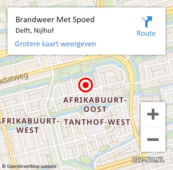 Locatie op kaart van de 112 melding: Brandweer Met Spoed Naar Delft, Nijlhof op 13 mei 2023 17:00