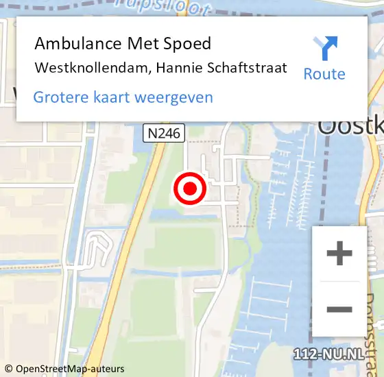 Locatie op kaart van de 112 melding: Ambulance Met Spoed Naar Westknollendam, Hannie Schaftstraat op 13 mei 2023 17:06