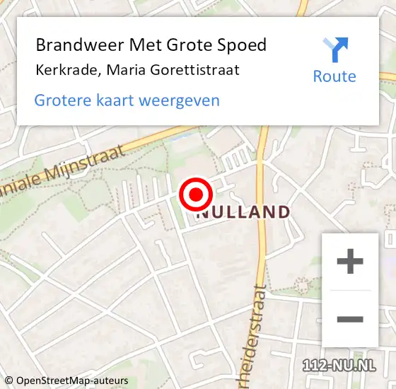 Locatie op kaart van de 112 melding: Brandweer Met Grote Spoed Naar Kerkrade, Maria Gorettistraat op 13 mei 2023 17:09