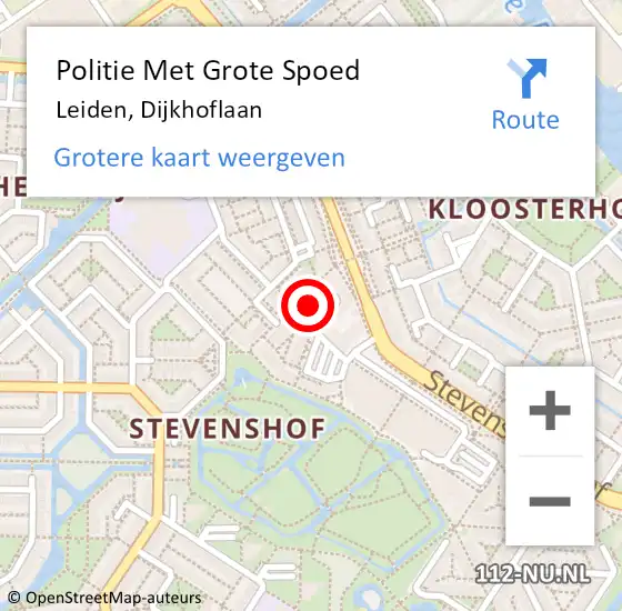 Locatie op kaart van de 112 melding: Politie Met Grote Spoed Naar Leiden, Dijkhoflaan op 13 mei 2023 17:18