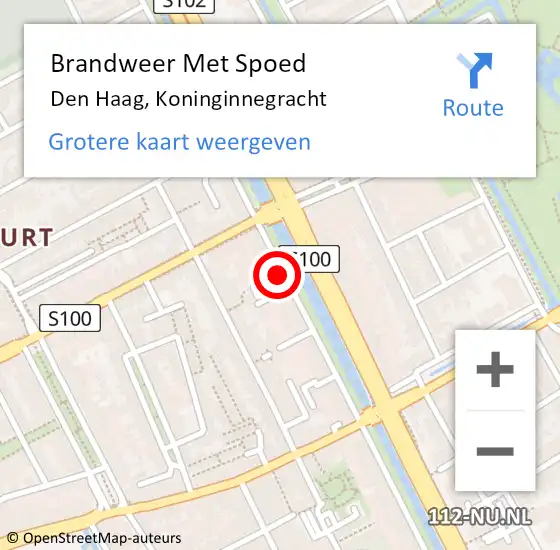 Locatie op kaart van de 112 melding: Brandweer Met Spoed Naar Den Haag, Koninginnegracht op 13 mei 2023 17:35