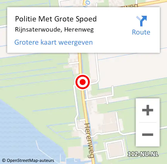 Locatie op kaart van de 112 melding: Politie Met Grote Spoed Naar Rijnsaterwoude, Herenweg op 13 mei 2023 18:14