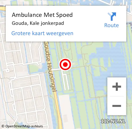 Locatie op kaart van de 112 melding: Ambulance Met Spoed Naar Gouda, Kale jonkerpad op 13 mei 2023 18:23