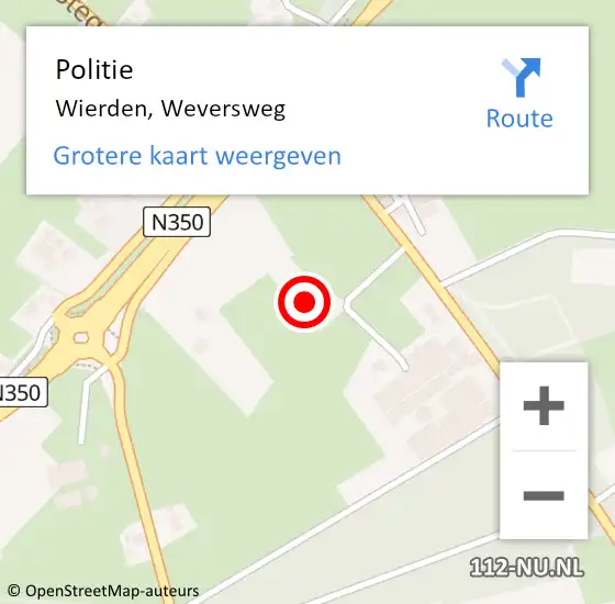 Locatie op kaart van de 112 melding: Politie Wierden, Weversweg op 13 mei 2023 18:28