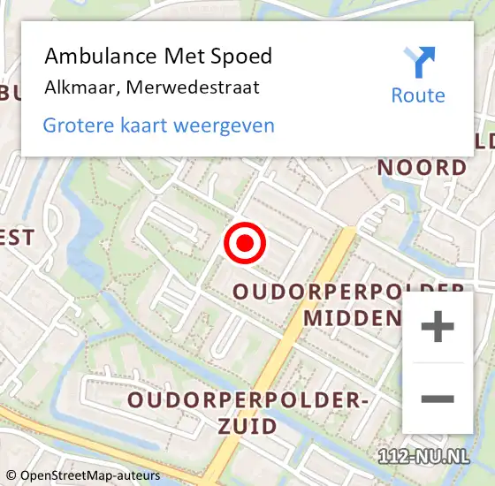 Locatie op kaart van de 112 melding: Ambulance Met Spoed Naar Alkmaar, Merwedestraat op 13 mei 2023 18:42