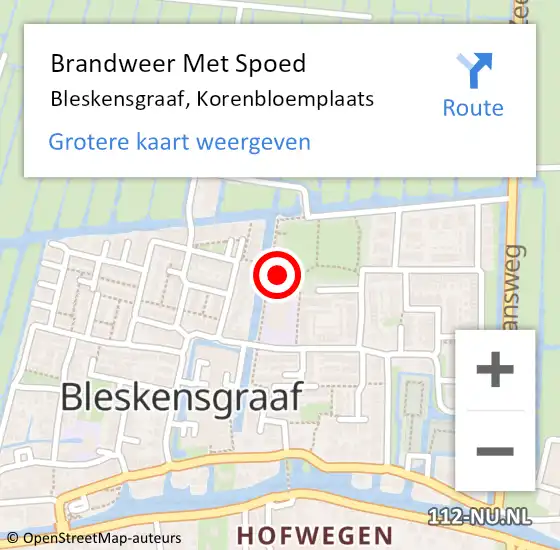 Locatie op kaart van de 112 melding: Brandweer Met Spoed Naar Bleskensgraaf, Korenbloemplaats op 13 mei 2023 18:49