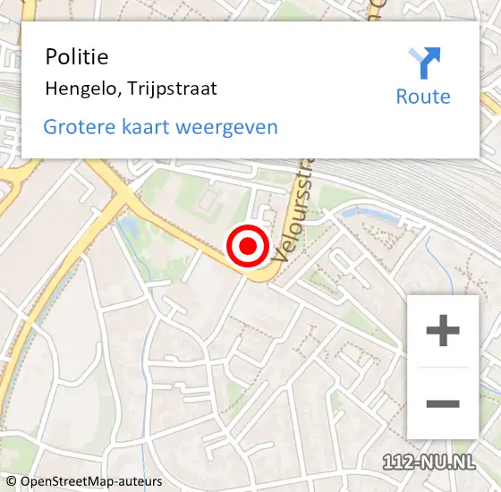 Locatie op kaart van de 112 melding: Politie Hengelo, Trijpstraat op 13 mei 2023 18:59