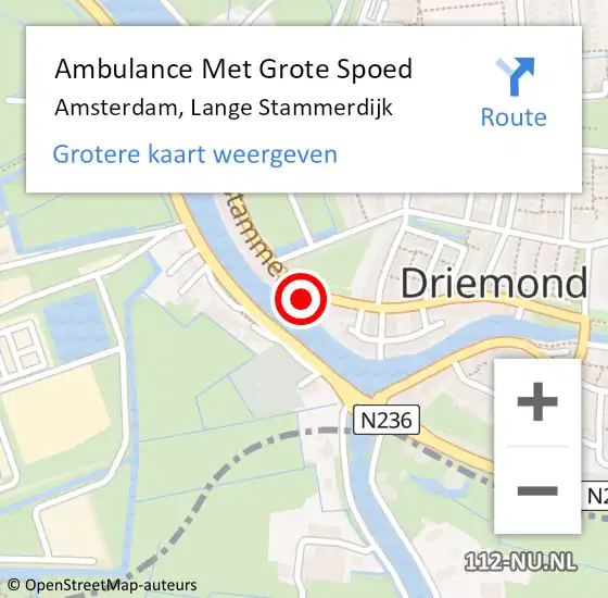 Locatie op kaart van de 112 melding: Ambulance Met Grote Spoed Naar Amsterdam, Lange Stammerdijk op 13 mei 2023 19:14