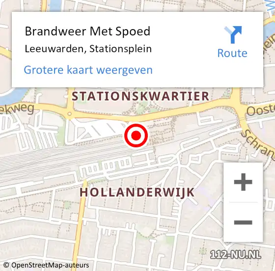 Locatie op kaart van de 112 melding: Brandweer Met Spoed Naar Leeuwarden, Stationsplein op 13 mei 2023 19:27