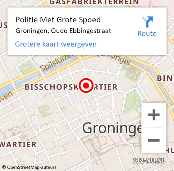 Locatie op kaart van de 112 melding: Politie Met Grote Spoed Naar Groningen, Oude Ebbingestraat op 13 mei 2023 19:30