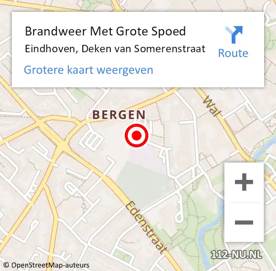 Locatie op kaart van de 112 melding: Brandweer Met Grote Spoed Naar Eindhoven, Deken van Somerenstraat op 13 mei 2023 19:42