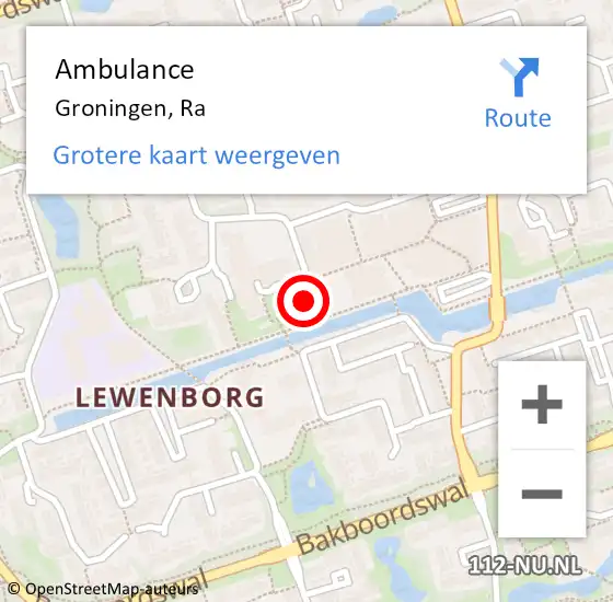 Locatie op kaart van de 112 melding: Ambulance Groningen, Ra op 13 mei 2023 19:51