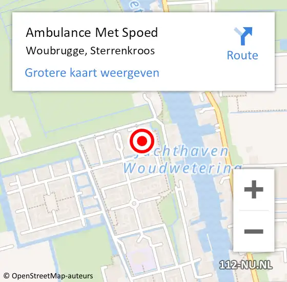 Locatie op kaart van de 112 melding: Ambulance Met Spoed Naar Woubrugge, Sterrenkroos op 13 mei 2023 19:52